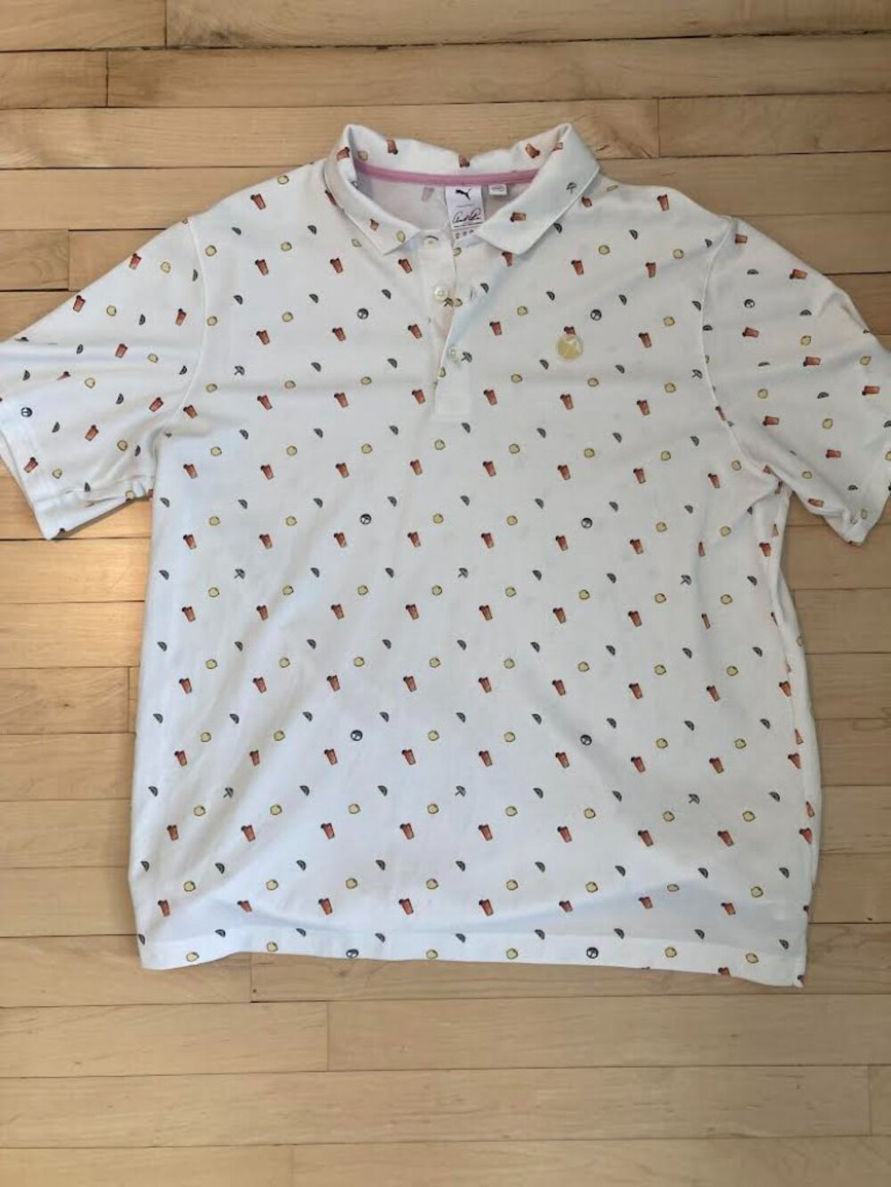 Puma Arnold Palmer Golf Polo Shirt Men’s XL White short sleeve Print Performance